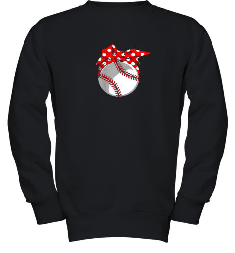 Baseball Sport Mom Red Polka Dot Bandana Gift Youth Sweatshirt