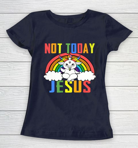 Unicorn Rainbow Not Today Jesus Premium Women's T-Shirt 3