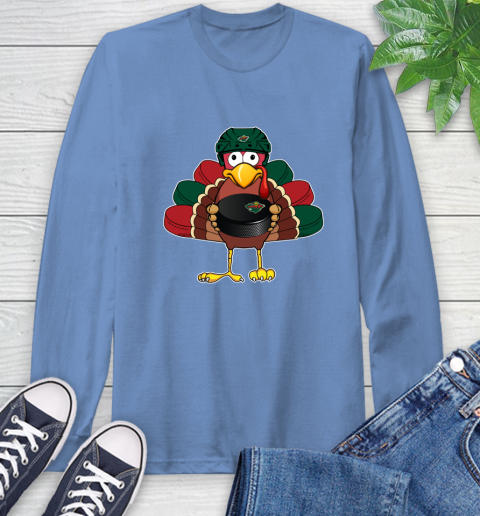 Minnesota Wild Turkey Thanksgiving Day Long Sleeve T-Shirt 11