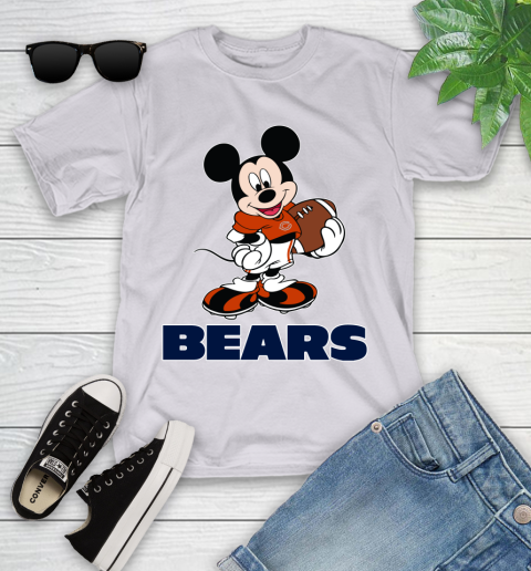 NFL Football Chicago Bears Cheerful Mickey Mouse Shirt Youth T-Shirt 4