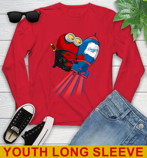 MLB Baseball Los Angeles Dodgers Deadpool Minion Marvel Shirt Youth Long Sleeve 11