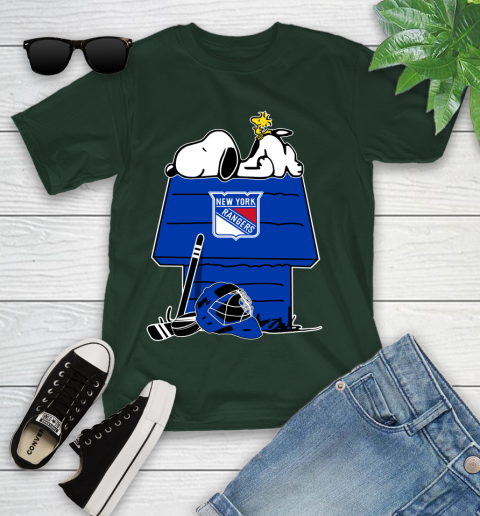 New York Rangers NHL Hockey Snoopy Woodstock The Peanuts Movie Youth T-Shirt 5