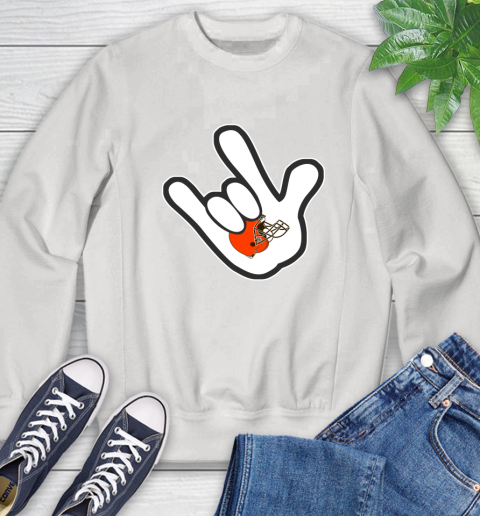 Cleveland Browns NFL Football Mickey Rock Hand Disney Sweatshirt
