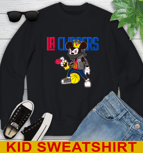 LA Clippers NBA Basketball Mickey Peace Sign Sports Youth Sweatshirt 2