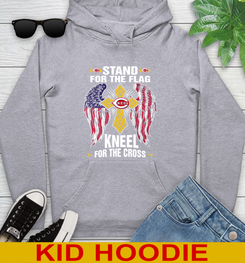 MLB Baseball Cincinnati Reds Stand For Flag Kneel For The Cross Shirt Youth Hoodie 6
