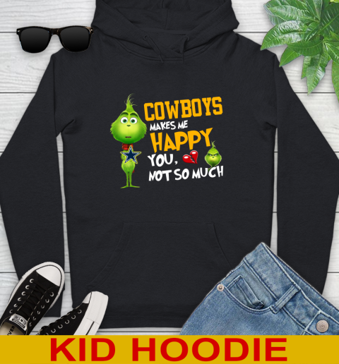 NFL Dallas Cowboys Makes Me Happy You Not So Much Grinch Football Sports Youth Hoodie