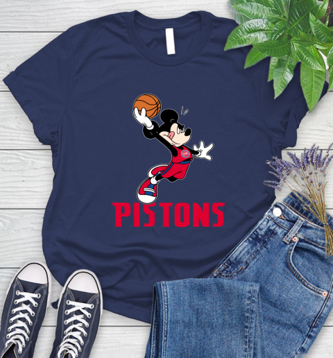 NBA Basketball Detroit Pistons Cheerful Mickey Mouse Shirt Women's T-Shirt 12