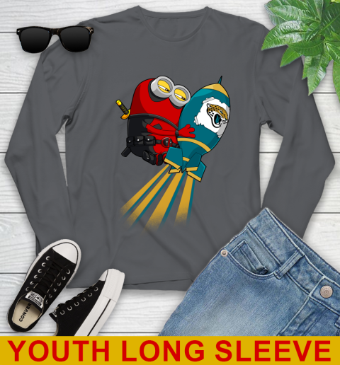 NFL Football Jacksonville Jaguars Deadpool Minion Marvel Shirt Youth Long Sleeve 9