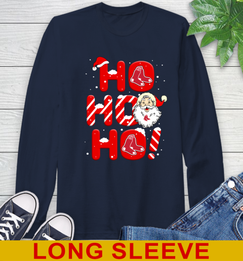 Boston Red Sox MLB Baseball Ho Ho Ho Santa Claus Merry Christmas Shirt Long Sleeve T-Shirt 3