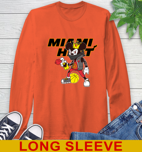 Miami Heat NBA Basketball Mickey Peace Sign Sports Long Sleeve T-Shirt 5