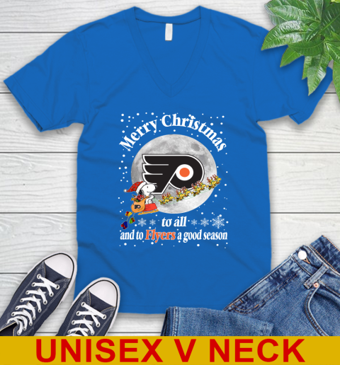 Philadelphia Flyers Merry Christmas To All And To Flyers A Good Season NHL Hockey Sports V-Neck T-Shirt 5