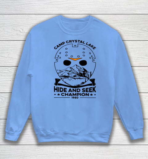 Camp Hide And Seek Champion Crystal Lake 1980 Halloween Sweatshirt 7