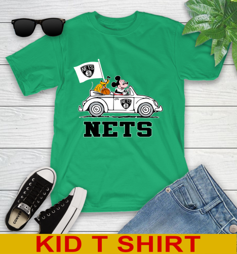 NBA Basketball Brooklyn Nets Pluto Mickey Driving Disney Shirt Youth T-Shirt 6