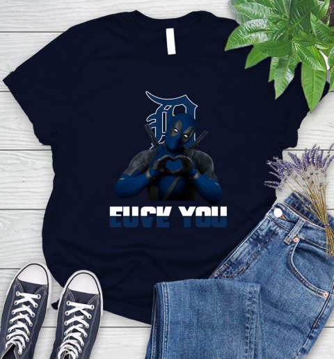 MLB Detroit Tigers Deadpool Love You Fuck You Baseball Sports Women's T-Shirt - Image 3