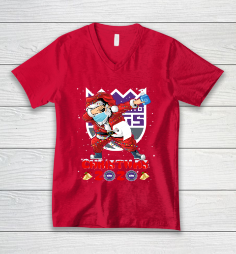 Sacramento Kings Funny Santa Claus Dabbing Christmas 2020 NBA V-Neck T-Shirt 6