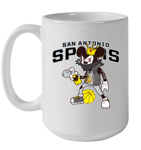 San Antonio Spurs NBA Basketball Mickey Peace Sign Sports Ceramic Mug 15oz