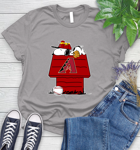 MLB Arizona Diamondbacks Snoopy Woodstock The Peanuts Movie Baseball T Shirt Women's T-Shirt 5