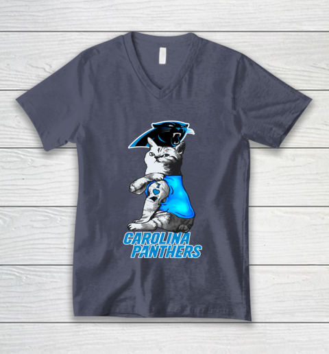 NFL Football My Cat Loves Carolina Panthers V-Neck T-Shirt 7