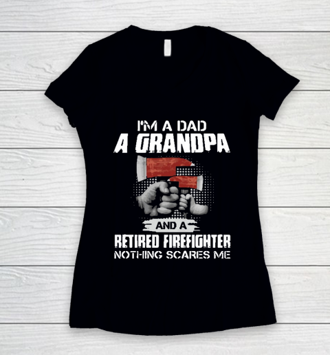 M A Dad A Grandpa And A Retired Firefighter Women's V-Neck T-Shirt