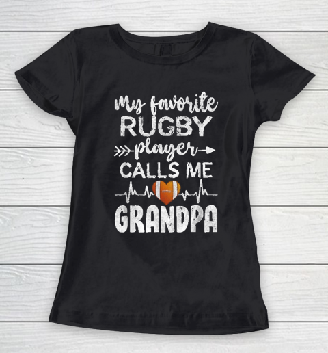 Grandpa Funny Gift Apparel  My Favorite Rugby Player Callsme Grandpa Women's T-Shirt