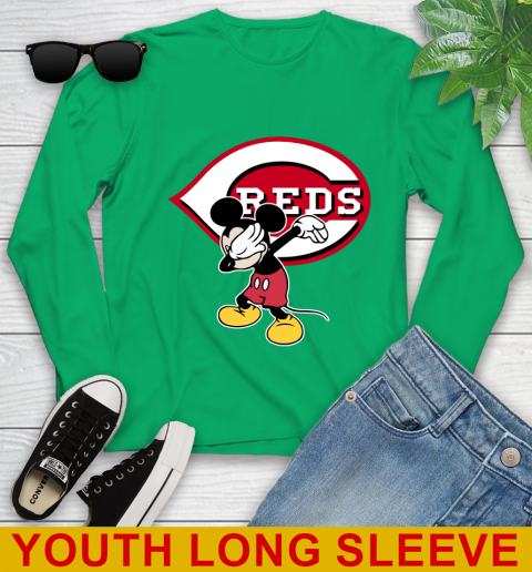 Cincinnati Reds MLB Baseball Dabbing Mickey Disney Sports Youth Long Sleeve 8 Cincinnati Reds MLB Baseball Dabbing Mickey Disney Sports Youth Long Sleeve - Image 8