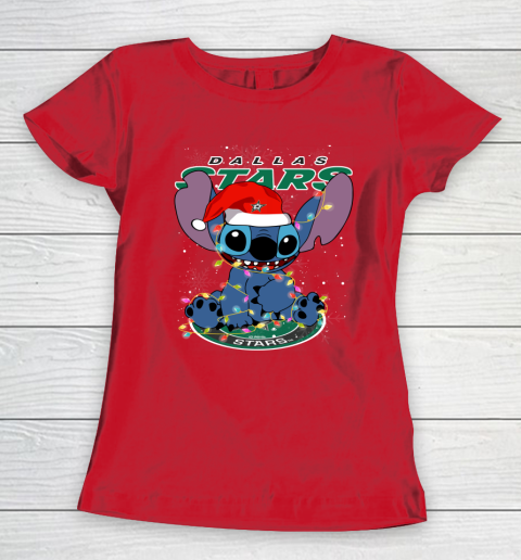 Dallas Stars NHL Hockey noel stitch Christmas Women's T-Shirt 7