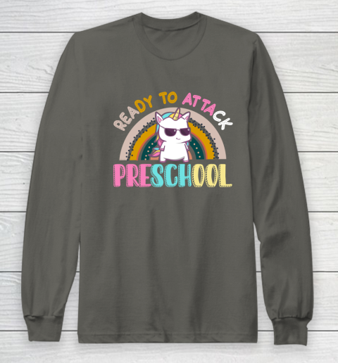 Back to school shirt Ready To Attack PreSchool Unicorn Long Sleeve T-Shirt 5