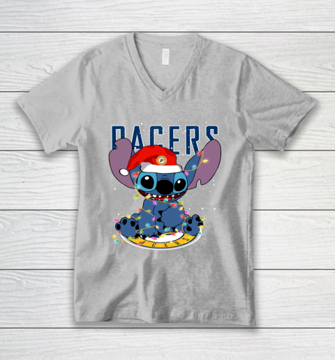 Indiana Pacers NBA noel stitch Basketball Christmas V-Neck T-Shirt 2