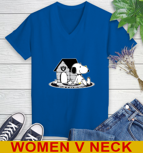 NFL Football Oakland Raiders Snoopy The Peanuts Movie Shirt Women's V-Neck T-Shirt 11
