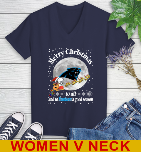 Carolina Panthers Merry Christmas To All And To Panthers A Good Season NFL Football Sports Women's V-Neck T-Shirt 12