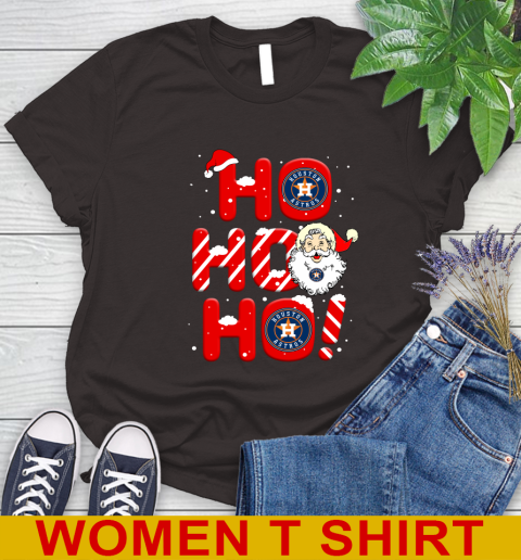 Houston Astros MLB Baseball Ho Ho Ho Santa Claus Merry Christmas Shirt Women's T-Shirt 9