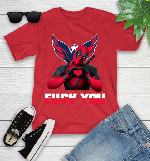 NHL Washington Capitals Deadpool Love You Fuck You Hockey Sports Youth T-Shirt 13
