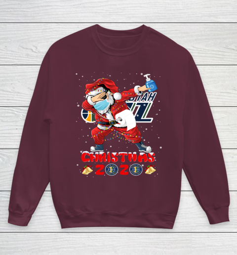 Utah Jazz Funny Santa Claus Dabbing Christmas 2020 NBA Youth Sweatshirt 4