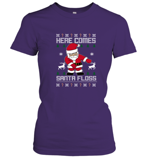 Here Comes Santa Floss Ugly Christmas Adult Crewneck Women's T-Shirt