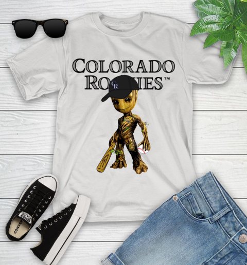 MLB Colorado Rockies Groot Guardians Of The Galaxy Baseball Youth T-Shirt