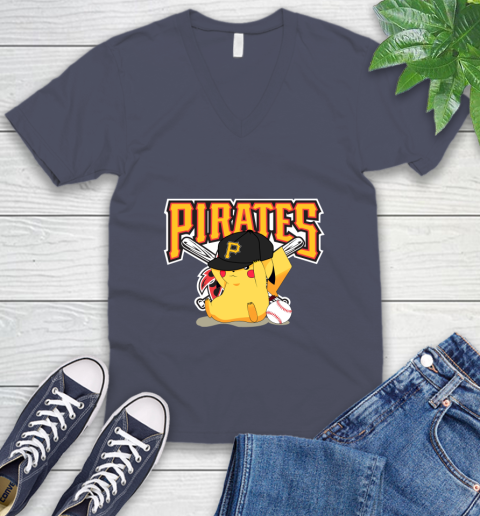 MLB Pikachu Baseball Sports Pittsburgh Pirates V-Neck T-Shirt 8