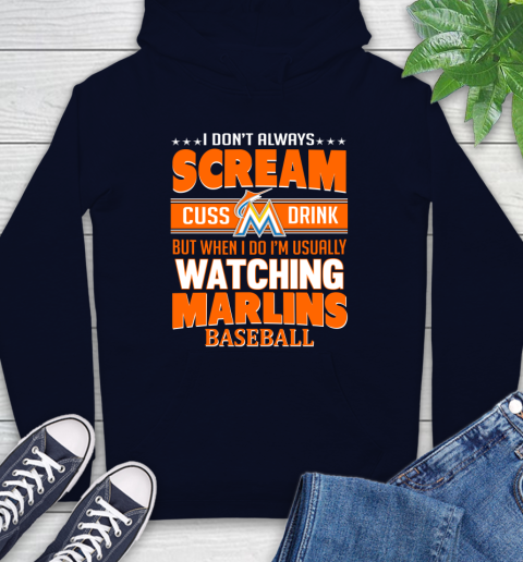Miami Marlins MLB I Scream Cuss Drink When I'm Watching My Team Hoodie 3