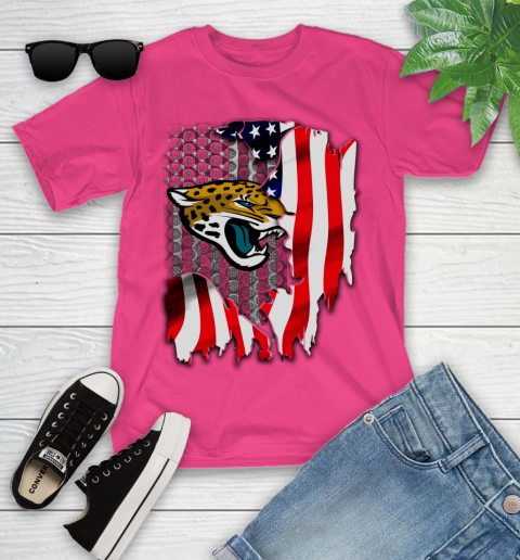Jacksonville Jaguars NFL Football American Flag Youth T-Shirt 11