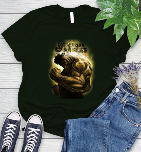 Los Angeles Chargers NFL Football Hulk Marvel Avengers Sports Women's T-Shirt 6