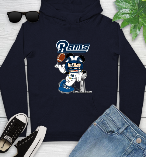 NFL Los Angeles Rams Mickey Mouse Disney Super Bowl Football T Shirt Youth Hoodie 4