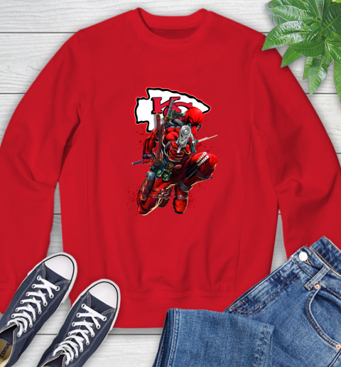 NFL Deadpool Marvel Comics Sports Football Kansas City Chiefs Sweatshirt 10