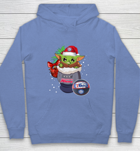 Philadelphia 76ers Christmas Baby Yoda Star Wars Funny Happy NBA Youth Hoodie 10
