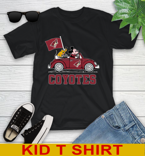 NHL Hockey Arizona Coyotes Pluto Mickey Driving Disney Shirt Youth T-Shirt 2