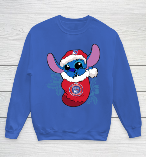 New York Rangers Christmas Stitch In The Sock Funny Disney NHL Youth Sweatshirt 8