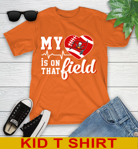 NFL My Heart Is On That Field Football Sports Tampa Bay Buccaneers Youth T-Shirt 8