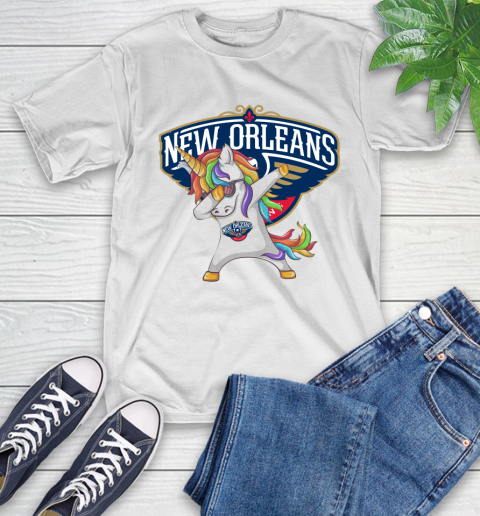 New Orleans Pelicans NBA Basketball Funny Unicorn Dabbing Sports T-Shirt