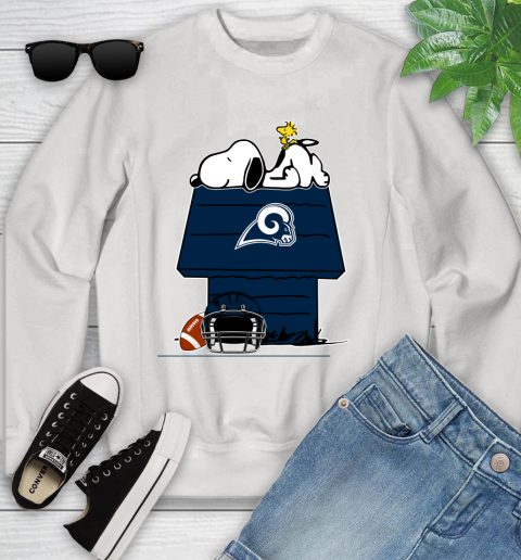 Los Angeles Rams NFL Football Snoopy Woodstock The Peanuts Movie Youth Sweatshirt