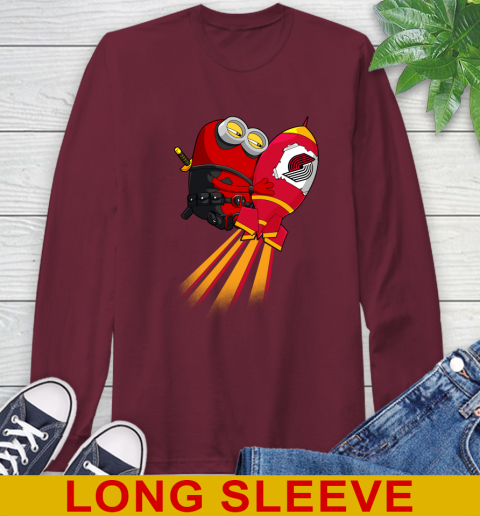 NBA Basketball Portland Trail Blazers Deadpool Minion Marvel Shirt Long Sleeve T-Shirt 7