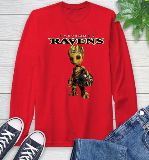 Baltimore Ravens NFL Football Groot Marvel Guardians Of The Galaxy Long Sleeve T-Shirt 10