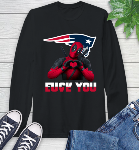 NHL New England Patriots Deadpool Love You Fuck You Football Sports Long Sleeve T-Shirt